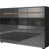 Buffet haut 3 portes 3 tiroirs, 180 cm de longueur, couleur Gris anthracite et bois, Gamme TOREK B