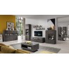 Buffet haut 3 portes 3 tiroirs, 180 cm de longueur, couleur Gris anthracite et bois, Gamme TOREK B