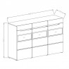 Buffet haut 3 portes 3 tiroirs, 180 cm de longueur, couleur Gris anthracite et bois, Gamme TOREK B