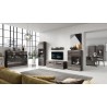 Buffet haut 3 portes 3 tiroirs, 180 cm de longueur, couleur Gris anthracite et bois, Gamme TOREK B