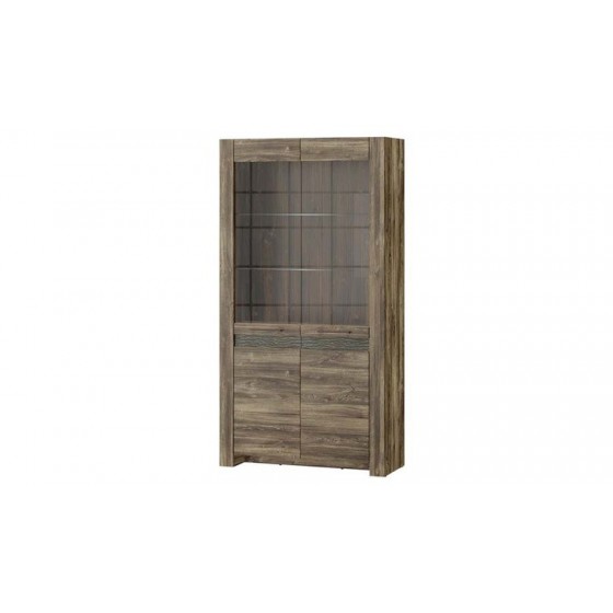 Vaisselier en placage chêne , 2 portes vitrées, Gamme bilbao