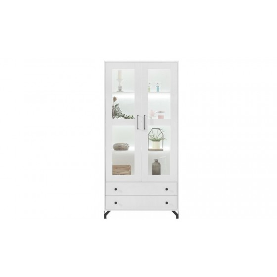 Vaisselier en bois, 2 tiroirs, 2 portes vitrées, Gamme cordoue