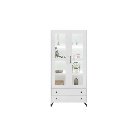 Vaisselier en bois, 2 tiroirs, 2 portes vitrées, Gamme cordoue