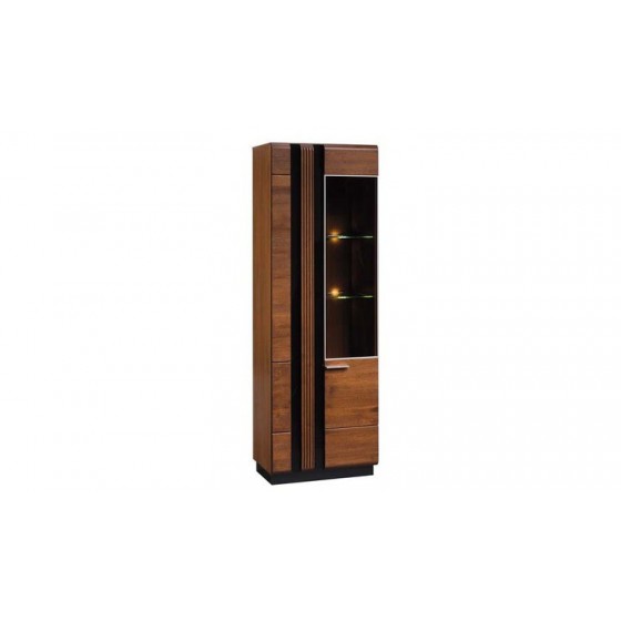 Vaisselier en placage chêne ouverture a gauche, 1 porte, 1 porte vitrée, 5 étagères, Gamme verone