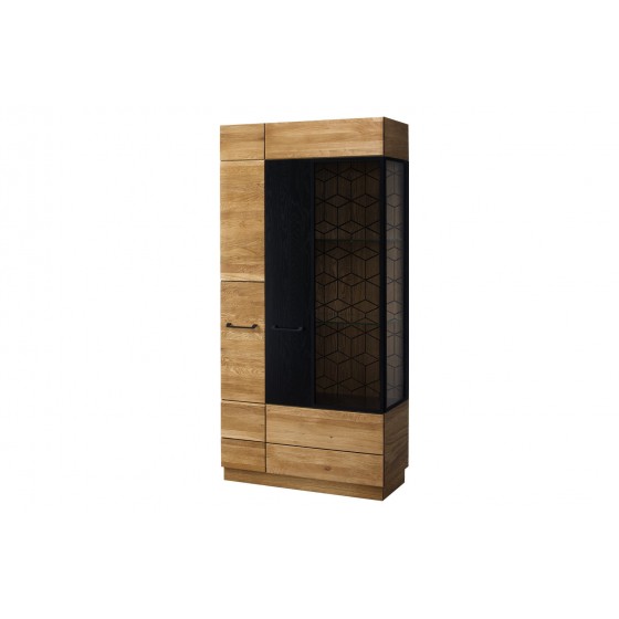 Vaisselier en chêne, 1 porte, 1 porte vitrée, Gamme bari