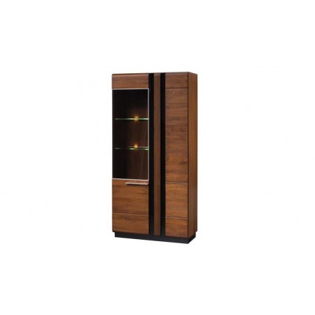 Vaisselier en placage chêne, 1 porte, 1 porte vitrée, Gamme verone