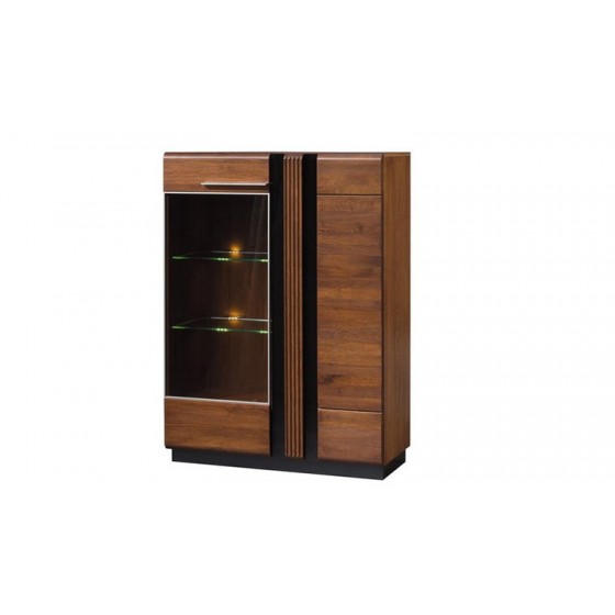 Vaisselier en placage chêne, 1 porte, 1 porte vitrée, Gamme verone