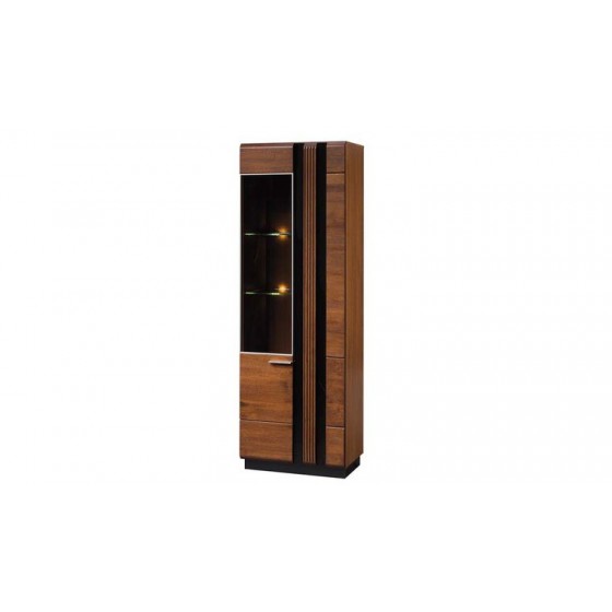 Vaisselier en placage chêne ouverture a droite, 1 porte, 1 porte vitrée, 5 étagères, Gamme verone