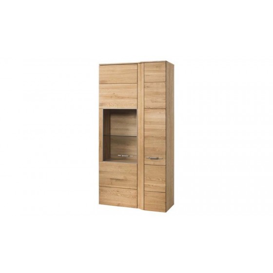 Vaisselier en placage chêne, 1 porte, 1 porte vitrée, 12 niches, Gamme funchal