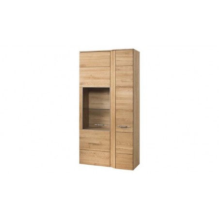 Vaisselier en placage chêne, 1 porte, 1 porte vitrée, 12 niches, Gamme funchal