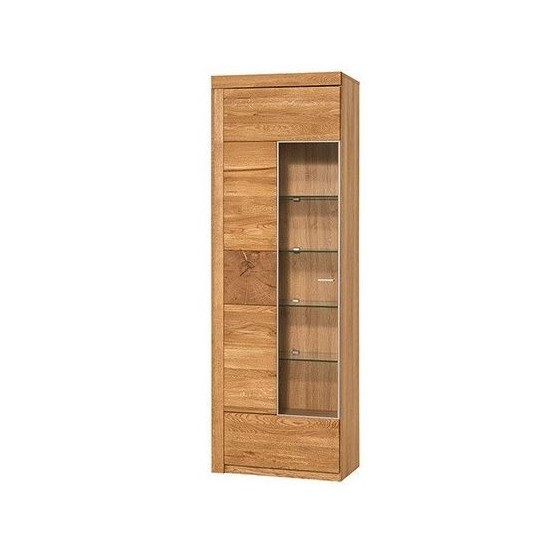 Vaisselier en placage chêne ouverture a droite, 1 porte vitrée, 6 étagères, Gamme palerme