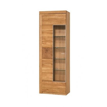 Vaisselier en placage chêne ouverture a droite, 1 porte vitrée, 6 étagères, Gamme palerme