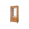 Vaisselier et vitrine, façade en bois massif, 2 portes, 6 niches, couleur chêne miel, Gamme LATINA