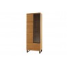 Vaisselier et vitrine, facade en bois massif, 1 porte 8 niches, couleur chêne, Gamme PRATTO