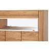 Vaisselier et vitrine, facade en bois massif, 2 portes 7 niches et 1 miroir, couleur chêne miel, Gam