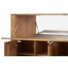 Vaisselier et vitrine, facade en bois massif, 2 portes 7 niches et 1 miroir, couleur chêne miel, Gam