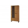 Vaisselier et vitrine, facade en bois massif, 1 porte 10 niches, couleur chêne, Gamme PRATTO