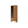 Vaisselier et vitrine, facade en bois massif, 1 porte 8 niches, couleur chêne, Gamme PRATTO