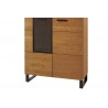 Vaisselier et vitrine, facade en bois massif, 1 porte 10 niches, couleur chêne, Gamme PRATTO