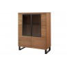 Vaisselier et vitrine, facade en bois massif, 2 portes 4 niches, couleur chêne, Gamme PRATTO