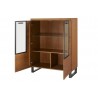 Vaisselier et vitrine, facade en bois massif, 2 portes 4 niches, couleur chêne, Gamme PRATTO