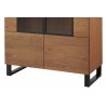 Vaisselier et vitrine, facade en bois massif, 2 portes 4 niches, couleur chêne, Gamme PRATTO