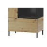 Vaisselier et vitrine, 1 porte, 6 niches, pieds en métal, couleur chêne artisanal avec éléments noir