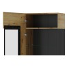 Vaisselier et vitrine, 1 porte, 6 niches, pieds en métal, couleur chêne artisanal avec éléments noir