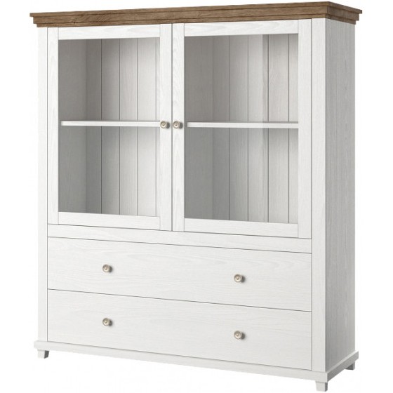 Vaisselier et vitrine 2 portes et 2 tiroirs, couleur blanc, Gamme EvoBlancW