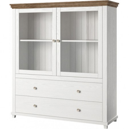 Vaisselier et vitrine 2 portes et 2 tiroirs, couleur blanc, Gamme EvoBlancW