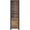 Vaisselier et vitrine 2 portes et 5 niches, couleur chêne et noir, Gamme HUD