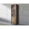 Vaisselier et vitrine 2 portes et 5 niches, couleur chêne et noir, Gamme HUD