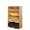 Armoire enfant 2 tiroirs et  3 niches, couleur bois et gris, Gamme CUBE