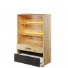 Armoire enfant 2 tiroirs et  3 niches, couleur bois et gris, Gamme CUBE