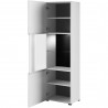 Vaisselier et vitrine, 1 porte semi vitrée et 6 niches, couleur blanc et noir, Gamme TutaBlanc