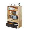 Armoire enfant 2 tiroirs et  3 niches, couleur bois et gris, Gamme CUBE