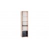 Bibliothèque enfant en bois, blanc, chêne et noir, 4 niches, 1porte, Gamme sintra