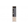 Bibliothèque enfant en bois, chêne et gris, 1 tiroir, 2 portes, 4 niches, Gamme faro