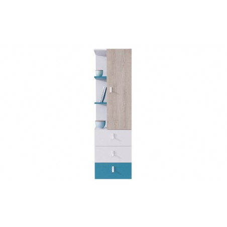 Bibliothèque enfant en bois, 3 tiroirs, 4 niches, 1 porte, Gamme porto