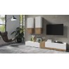 Salon tv complet  design blanc et chene , Gamme flow