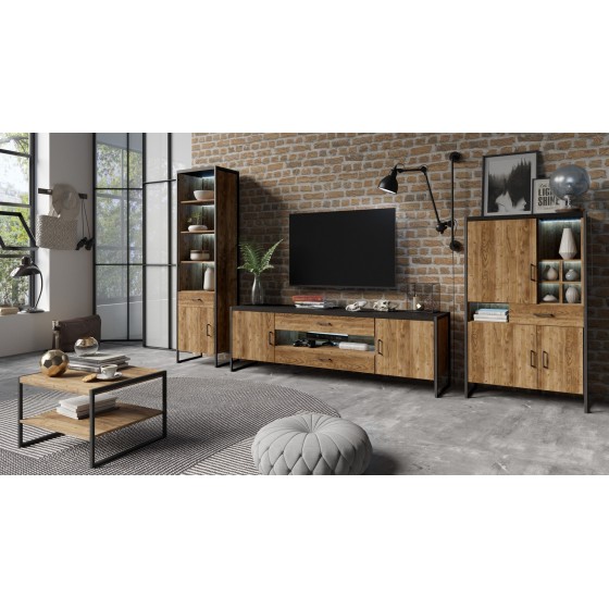 ENSENBLE MEUBLES DE SALON TV STYLE INDUSTRIEL - GAMME FACTORY