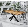 Table à diner en chêne, un pied croisé en métal, Gamme Parme