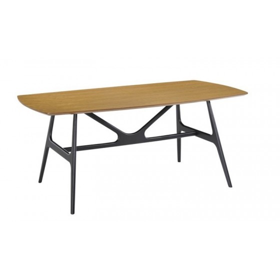 Table à diner en placage mdf et hêtre, pieds en métal, Gamme millcreek