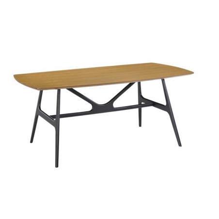 Table à diner en placage mdf et hêtre, pieds en métal, Gamme millcreek