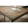 Table a diner en teck recyclé, pieds métal, Gamme atelier