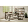 Table a diner en teck recyclé, pieds métal, Gamme atelier
