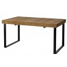 Table a diner en chêne, à rallonge, pieds métal noir, 160cm, Gamme bari