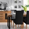 Table a diner en chêne, à rallonge, pieds métal noir, 160cm, Gamme bari