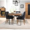 Table a diner en chêne, à rallonge, pieds métal noir, 160cm, Gamme bari