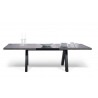 Table à manger extensible 200/250x100, plateau effet béton et pieds noir, Gamme apex